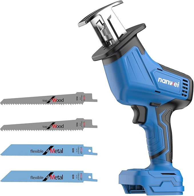 NANWEI Reciprocating Saw Compatible with Makta 18V Batteries, Cordless Electric Reciprocating Saw, Brushless Motor, 0-3500 SPM Variable Speed, For Wood Metal Cutting (Tool Only)