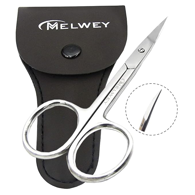Eyebrow Scissors & Small Cuticle Scissors, 3.7 Inches ??Curved Blade Manicure TSA Scissors, Stainless Steel for Eyelashes, Facial Hair, Pubic Hair, Men?셲 Moustache & Beard