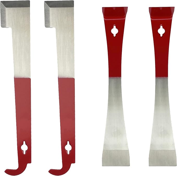 4 Pack Steel Bee Hive Tool Frame Lifter and Scraper for Beekeepers, J Hook and L Hook