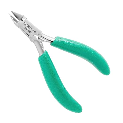 Excelta 2876EHT Small Taper Head Semi-Flush Hard Wire Cutter, Stainless Steel and Carbide Inserts, Corrosion Resistant, Cushioned Anti-Static Grips, 4.25 Inch Overall Length, Intermediate