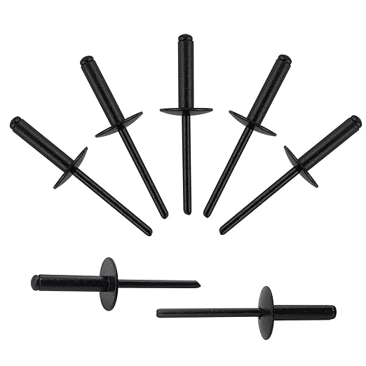 ALLCLEAN 90pcs All Black Large Flange Rivets,3/16 * 3/4" Open End Aluminum Blind Rivets,4.8 * 20 Pop Blind Rivet