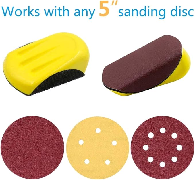 5 Inch Hand Sanding Block, Hook and Loop Mouse Backing Plate for 5-inch Sanding Disc Sandpaper, Ideal For Wood Furniture Restoration Home Arts and Crafts