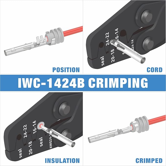 IWISS iCrimp KIT-DC02 Wire Crimping Tool Kit for Deutsch Connectors and Weather Pack Terminals with Connector Removal Tools