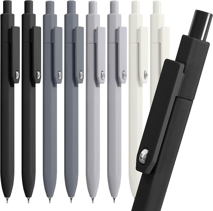 Vitoler Pens,0.5 mm Fine Point Pen Smooth Writing,8 pcs Black Gel Pens for Office School Teacher Supplies,Quick Dry Pens for Nurses Aesthetic
