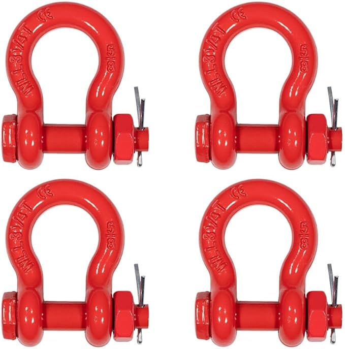 Mytee Products 4Pcs 5/8" Anchor Shackle Forged Carbon Steel w/Safety Screw Pin Load Limit 6,500 lbs, Double Rust Protection Heavy Duty D Ring Bolt Type Shackle for Towing, Rigging