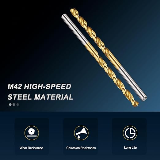 PATIKIL 4mm Drill Bit, M42 8% Cobalt High-Speed Steel Jobber Straight Shank 135° Titanium Nitride (TiN) Coated for Hard Metal Stainless Steel - 4 Pack
