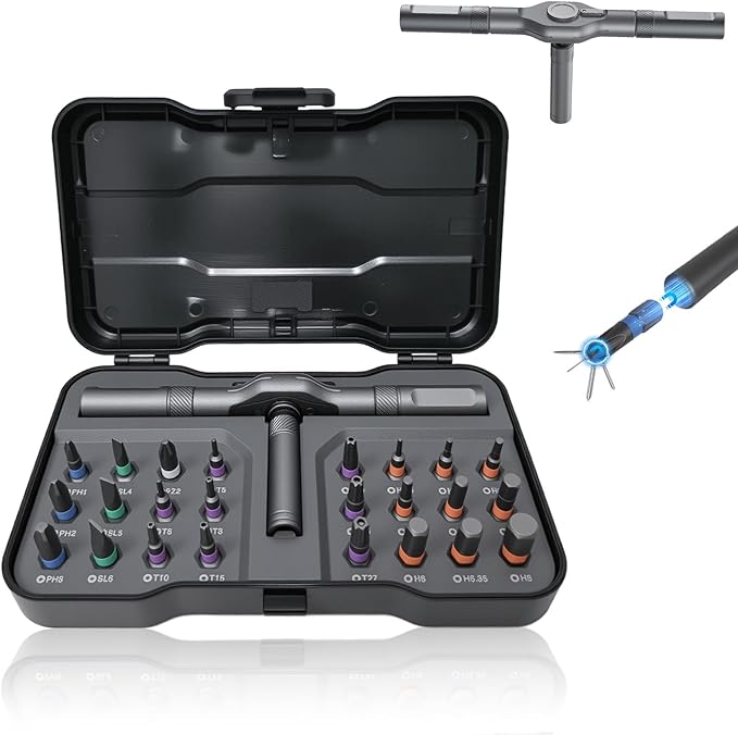 2026 upgraded 24 in 1 Magnetic Ratchet Screwdriver Set, Magnetic DIY Multi Bit Ratcheting Screwdriver Set, Removable Self-Assembly Portable Repair Tool gadgets kit for Furniture Computer Bicycle