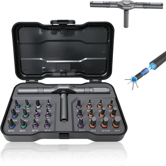 2026 upgraded 24 in 1 Magnetic Ratchet Screwdriver Set, Magnetic DIY Multi Bit Ratcheting Screwdriver Set, Removable Self-Assembly Portable Repair Tool gadgets kit for Furniture Computer Bicycle