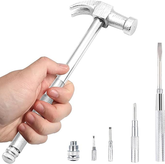 Claw Hammers GooMood 6 in 1 Metal Hammer 【a reliable set of tools for basic home maintenance】Multifunctional Camping Hammer Set Screwdriver with Screwdriver Hammers Hand Tools