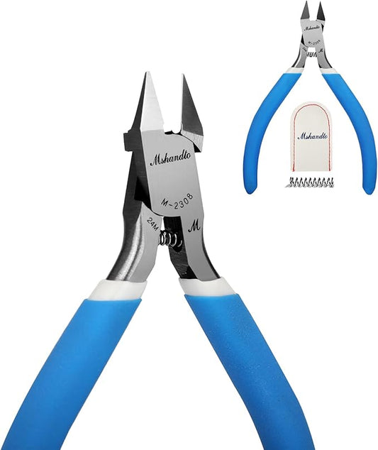 Model Nippers, mshandto 4.4" Thin Single Blade Sprue Cutter Hobby Nippers, Gundam Model Tools for Cutting Thin Plastic, Beginner Trimming, Picking Up Pieces, with Protective Cover & Replacement Spring