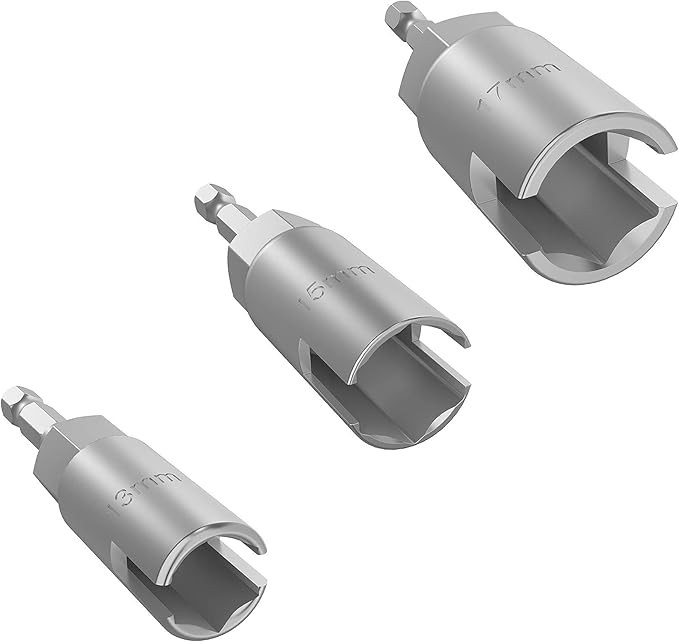 3 Pack 1/4" hex Shank nut Driver Power Wing nut Drill bit Socket Tool Drive kit, Slotted Wing nut Drill Sleeve Wrench Wrench kit, Panel nut Screw Eye C-Shaped Hook Bolt（ 13mm,15mm,17mm）