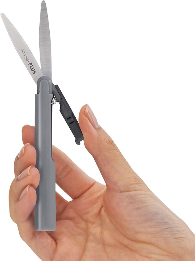 Plus Pen Style Non-Stick Compact TSA Twiggy Scissors with Cover, Charcoal