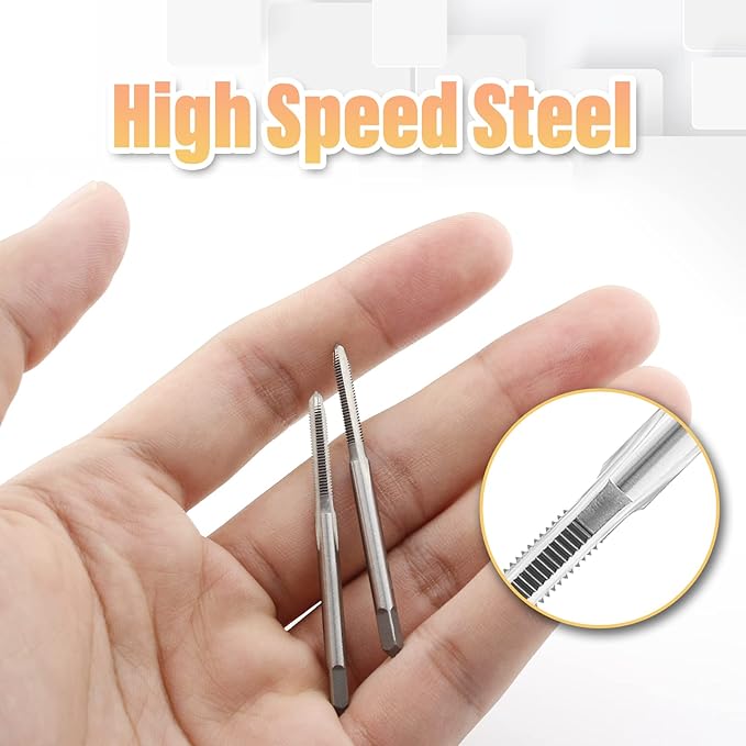 Qjaiune 2pcs M3x0.5 Machine Tap, M3 Metric Thread Tap HSS Thread Tapping Tool, 3 Straight Flutes Thread Milling Taps (M3 x 0.5)