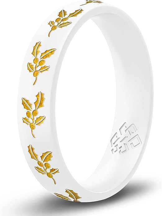Knot Theory Birth Flower Silicone Ring for Women - 4mm Comfort Fit Wedding Band Engagement Ring