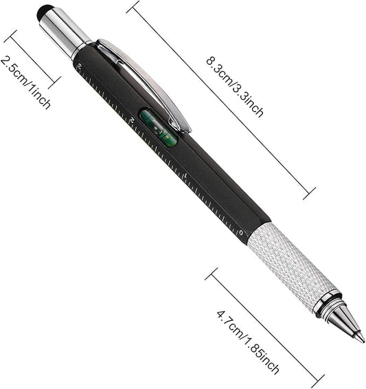 Zhanmai 16 Pcs Multitool Pens 6 in 1 Multi-tool Pen Set with Refills for Men's Birthday Gifts, Christmas Stocking Stuffers for Men Dad Husband (Black,Silver)
