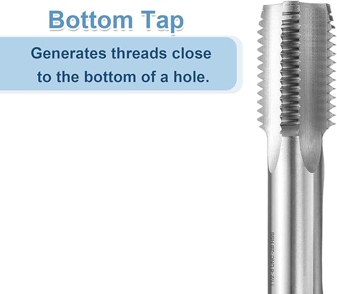 uxcell Hand Bottom Tap 1-1/2-6 UNC 2B Thread Bottoming Style Threading Taps High Speed Steel HSS6542 Straight Flutes Screw Tapping Tool