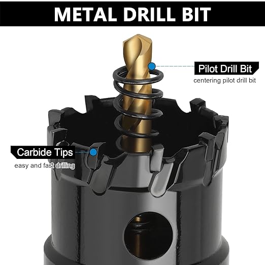 135mm (5.3 inch) Carbide Hole Saw,Metal Steel Hole Saw,Stainless Steel Drill Bit, Hole Cutter for Stainless Steel,Sheet Metal and Iron,Black (135mm (5.3 inch))