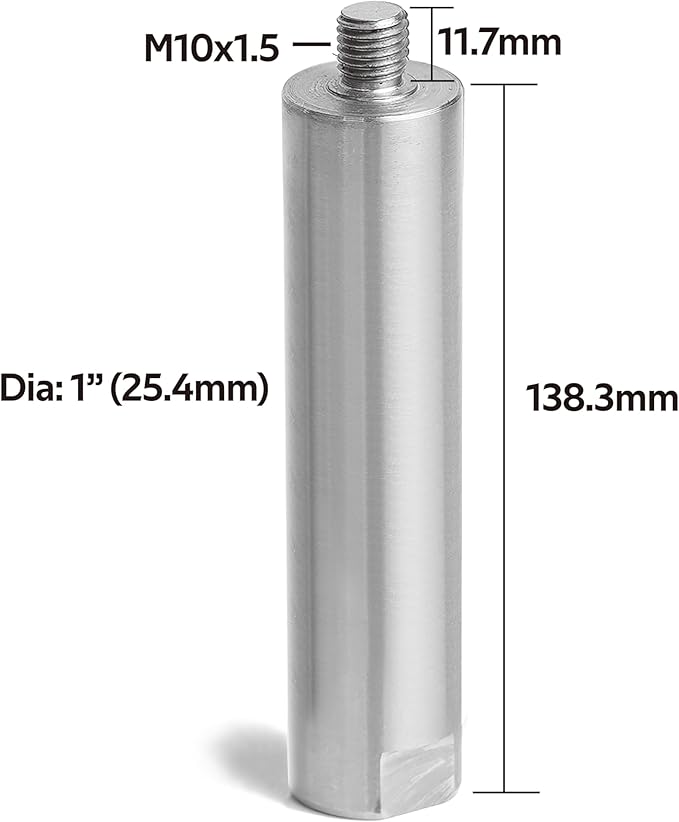 1" Dia Post with 6" Total Length for Wood Lathe Tool Rest Including Thread, M10X1.5 Thread