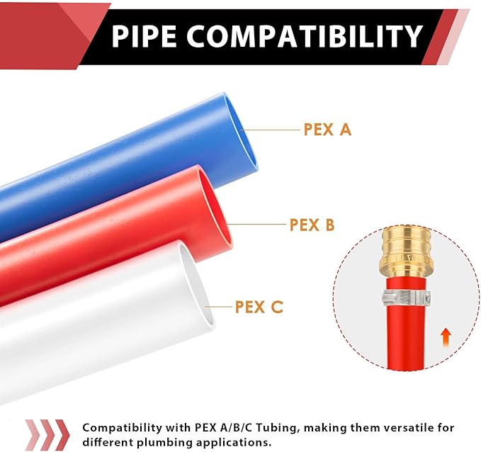 (Pack of 2) EFIELD Pex 1/2 Inch x 1/2 Inch Female NPT Drop-ear Elbow, Barb Crimp Brass Fitting for Transition from Pex to Threaded,(PEX1807154)