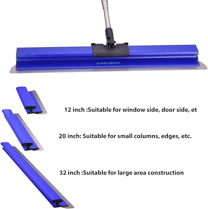 Drywall Tools Skimming Blade with Extension Handle - 12", 20" & 32" Blades with 2 Pack 0.3 mm Blades, Construction Tools End Caps, Wall-Board with Outer Box in Blue