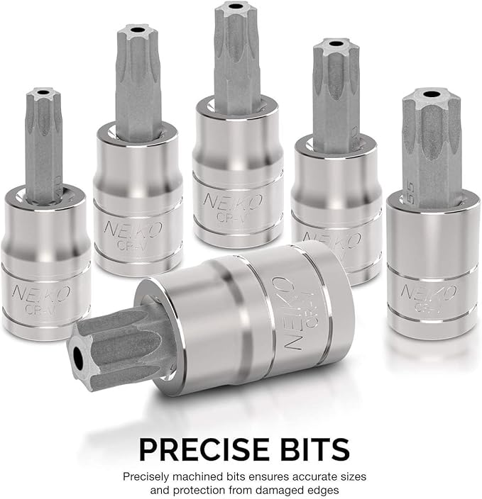 NEIKO 10073A Tamper Proof Torx Bit Socket Set |13-Piece | S2 Steel Bits & Cr-V Steel Sockets | TT8 ??TT60