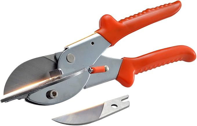KATUR Multi Angle Miter Shear Cutter Hand Tools 45 Degree to 135 Degree with Spare Blade PVC PE Plastic Pipe Scissors (Orange)