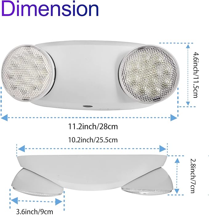 TANLUX LED Emergency Lights with Battery Backup, UL Listed, AC 120/277V, Hardwired Emergency Exit Light Fixtures for Business - 6 Pack(White)