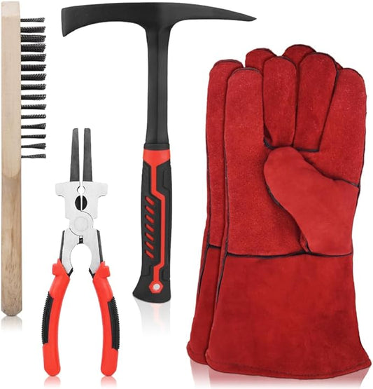 4Pcs Welding/Chiseling hammer Slag Removal Tool Set,Frosted rust prevention, with Forged Steel Construction, Shock-Absorbing Handle, Welding Slag Removal Tools for Cleaning and Slag Removal (shape8)