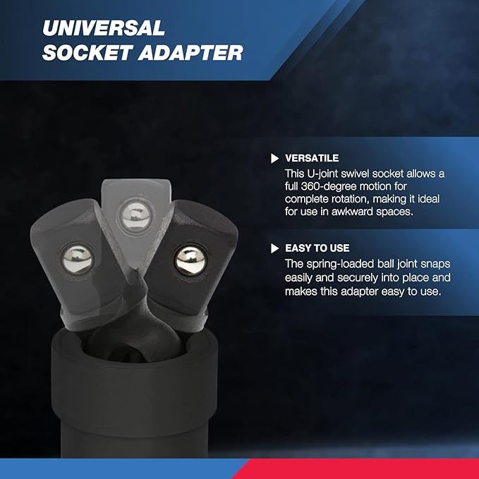 NEIKO 02430A 1/2??Drive Universal Joint Swivel Socket Adapter | Cr-Mo Impact Grade