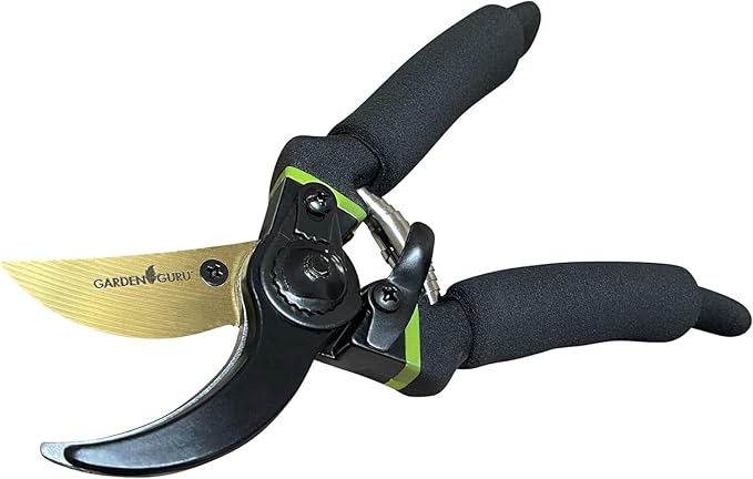 Garden Guru Soft Grip Garden Pruning Shears Scissors Clippers - Hardened Titanium Blades - Comfort Grips ??Heavy Duty Bypass Hand Pruners Branch Cutters - for Gardening Trimming Bushes Flowers Plants