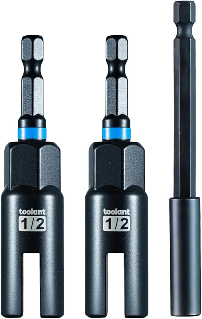 toolant 3PCS Wing Nut Driver Set, Includes Two 1/2" Sockets and One 1/4" Hex Extension, CR-V Driver for Wing Nuts, Eye Bolts & Hook Screws, Hurricane Shutters Ready, Anti-Rust