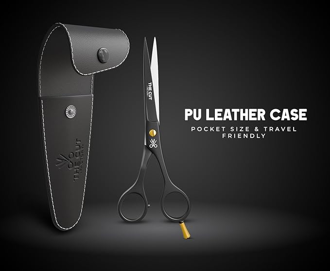 The Cut Factory짰 6.5??Matte Black Luxury Hair Scissors ??Ultra-Sharp High Carbon Steel Barber Shears for Men, Women & Kids ??Gift-Boxed with Leather Pouch ??Precision Cutting for Salon & Home