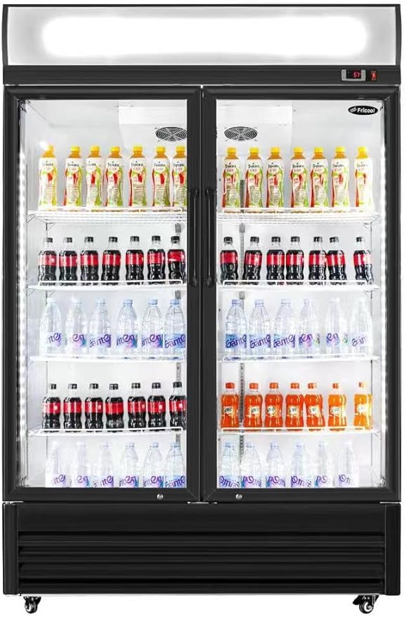51" Commercial Glass 2 Door Display Refrigerator Merchandiser - Upright Beverage Cooler With Led Lighting