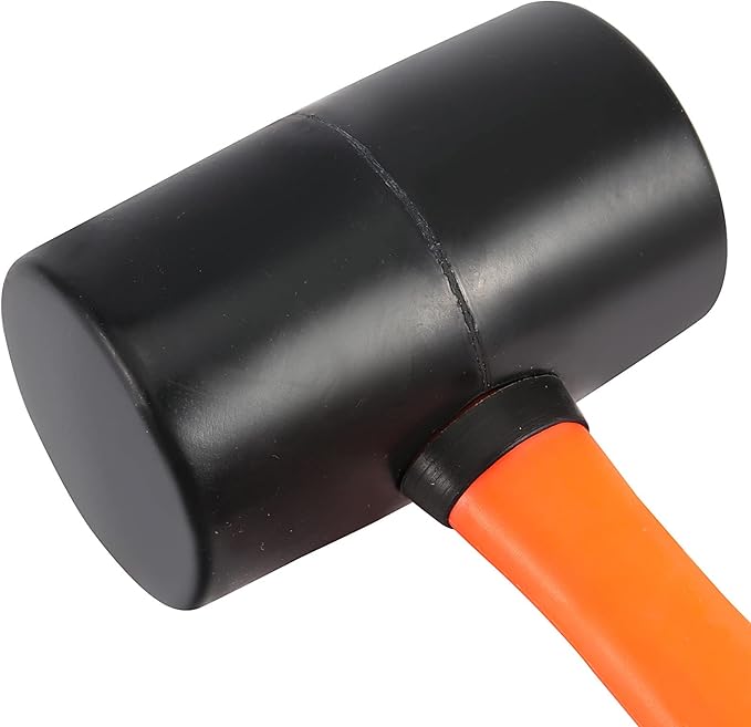 ZOENHOU 2 PCS 32 Oz Black Rubber Mallet Hammer, Solid Rubber Mallet Head with Non Slip Handle, Rubber Hammer for All Projects