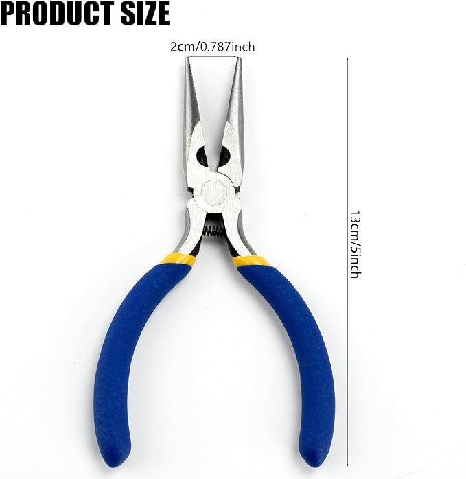 5 Inch Needle Nose Pliers Set, 6 Pack Small Needle Nose Pliers, Jewelry Pliers Set, Long Nose Pliers with Wire Cutter, Mini Needle Nose Pliers for Jewelry Making and Wire Bending (Blue)