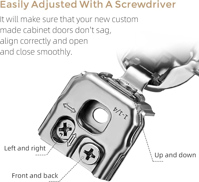 Ravinte 20 Pack 10 Pair 1-1/4 inch Overlay Cabinet Hinges - Soft Close, Hidden Door, Stainless Steel, Adjustable, Satin Nickel