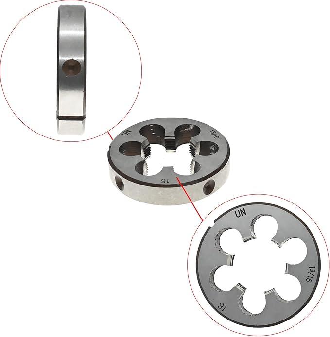 Lzcdelyxiao 1 3/16"- 16 Right Hand Die 1-3/16-16 TPI Nominal Diameter 1 3/16" Thread Per Inch 16 Fin Thread UNF Tolerance Grade 2B Right Hand Thread High Speed Steel HSS