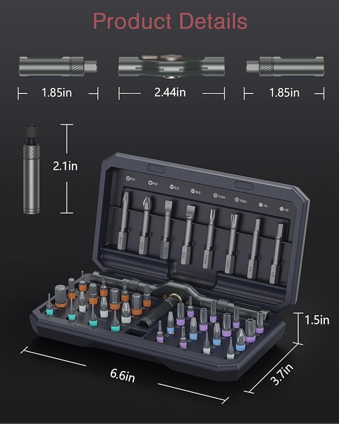 LOFICOPER Ratchet Screwdriver Set, 42 in 1 Magnetic Screwdriver Set with Disassemble Ratchet Handle, Multipurpose DIY Repair Tool Kit with Case, 40 Bits for Furniture, Electronics, Christmas for Men