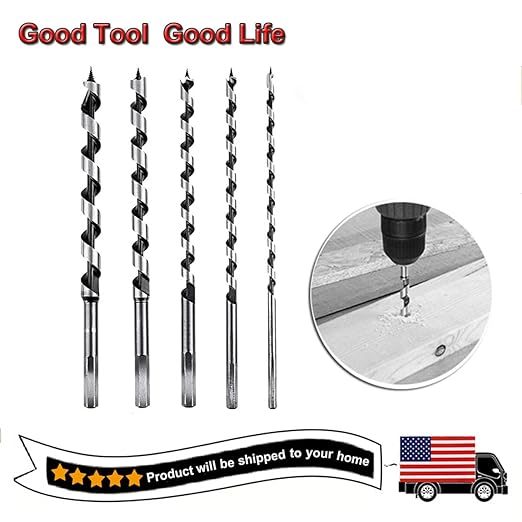 SagaSave 10 * 460mm Wood Auger Drill Bit, Ship Auger Long Drill Bit for Soft and Hard Wood, Plastic, Drywall and Composite Materials, 1Pcs