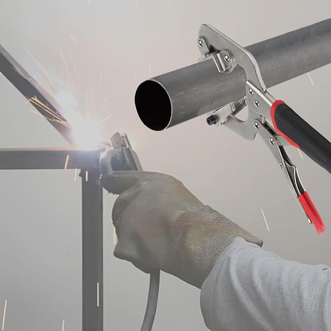 Adjustable Welding C-Clamp Locking Pliers 10 Inch Welding Clamp, Non-slip Handle, 270 Degree Rotating Head For Metal Pipe Square Tube Wood Column 1-3 Inch