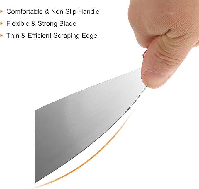 HARFINGTON 4pcs Carbon Steel Putty Knife 4" Plastic Handle Spreading Drywall Flex Putty Scraper for Wallpaper Wall Taping Scraping Paint, Yellow