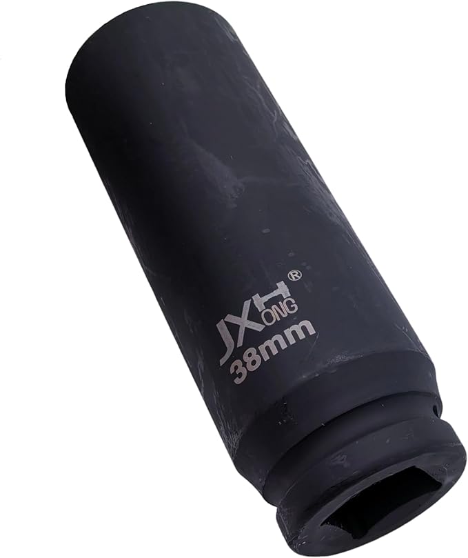 1-Inch Drive Metric Extra Deep Impact Socket, Heavy-Duty,6-Point, 6.3-Inch Long, Heat-Treated Cr-V Steel (38mm)