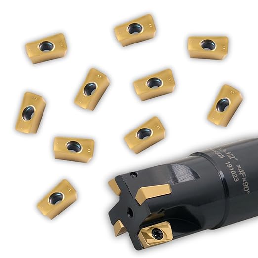 Accusize Industrial Tools 1" 90째 Square Shoulder Indexable End Mill w/ 10 add'l APKT11T308 Inserts, 1" Shank, 3-1/2" OAL, 0.433" ap, 4 Flutes, APKT11T308, Carbide Inserts, 0056-0920+0056-1130