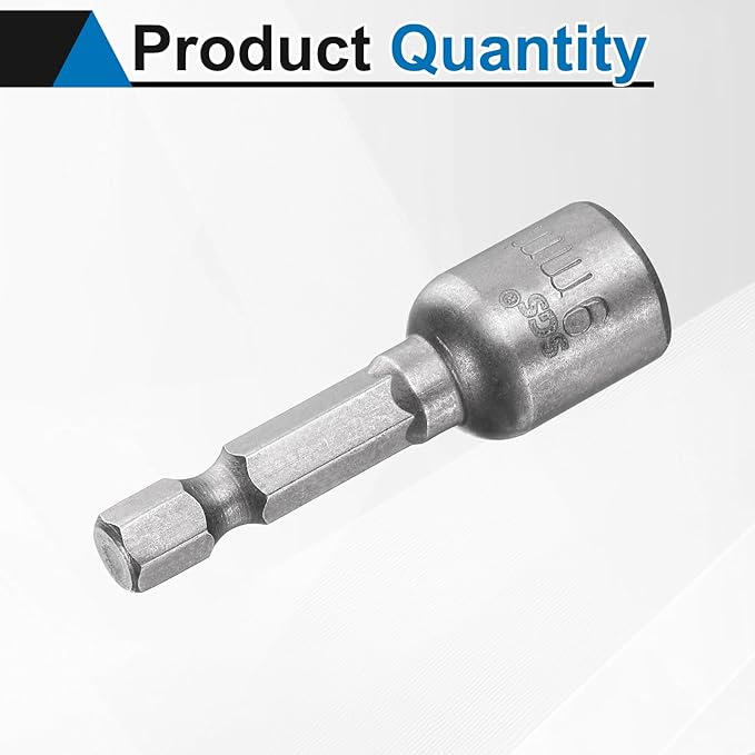 HARFINGTON Nut Driver Drill Bit 9mm Metric Socket 1/4" Hex Shank 1.89" (48mm) Long Magnetic 6-Point Sockets Quick Change CR-V Steel Bolt Setters for Power Drill Drivers