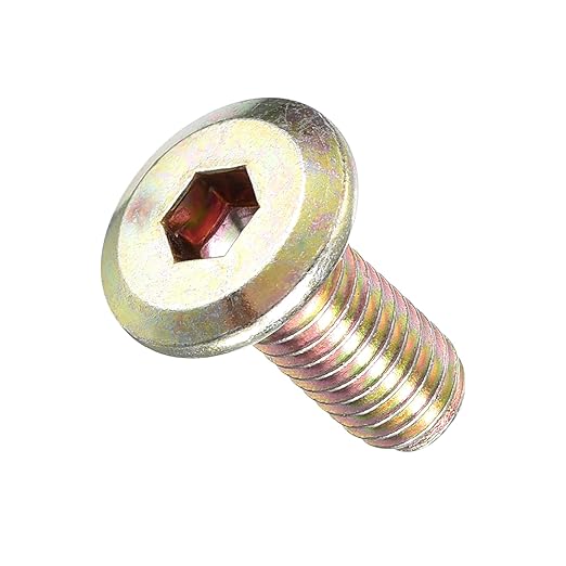 METALLIXITY Flat Head Hex Socket Cap Screws Bolts(M6-1x16) 20Pcs, Steel Hex Socket Furniture Bolts Screws - for Furniture Woodworking Project, Yellow