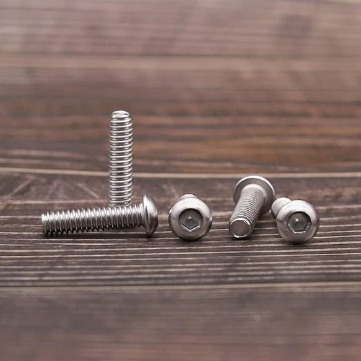 1/4-20 x 1-1/4" Button Head Socket Cap Bolts Screws, 304 Stainless Steel 18-8, Allen Hex Drive, Bright Finish, Fully Machine Thread, Pack of 30
