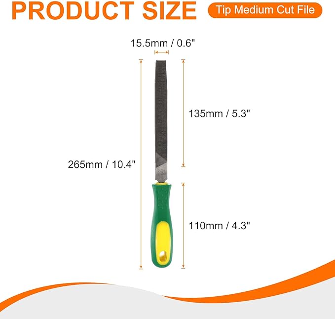 HARFINGTON Tip Medium Cut File 6" Double Cut Teeth High Carbon Steel Hand Rasp File with Plastic Handle for Metal Wood Deburring Removing