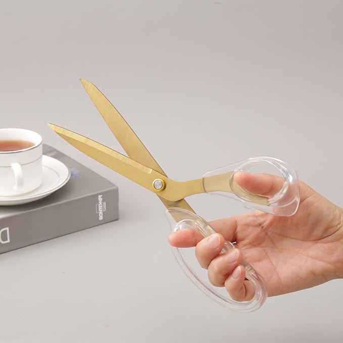Acrylic Gold Scissors, 9??Ultra-Sharp Titanium Coated Blades and Sharp All-Purpose Scissors, Sewing, Office, Comfortable Handle Design, Versatile Usage