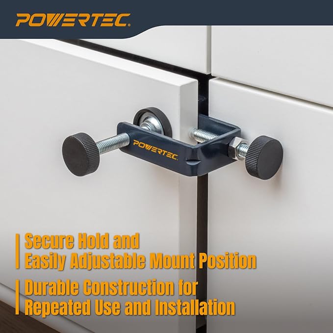 POWERTEC Drawer Front Installation Clamps, Adjustable Cabinet Face Clamp Set, Quick Mounting & Alignment Tool for Woodworking, 2 Pack - 71181