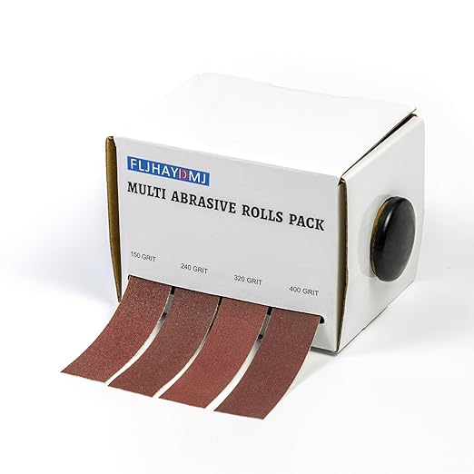Sandpaper Roll竊똄mery Cloth Roll,150 240 320 400 Grits竊똄ach Roll 1 Inch Wide and 19.7 Feet Long in Box, Suitable for Household Rust Removal, Woodworking and Metal Polishing